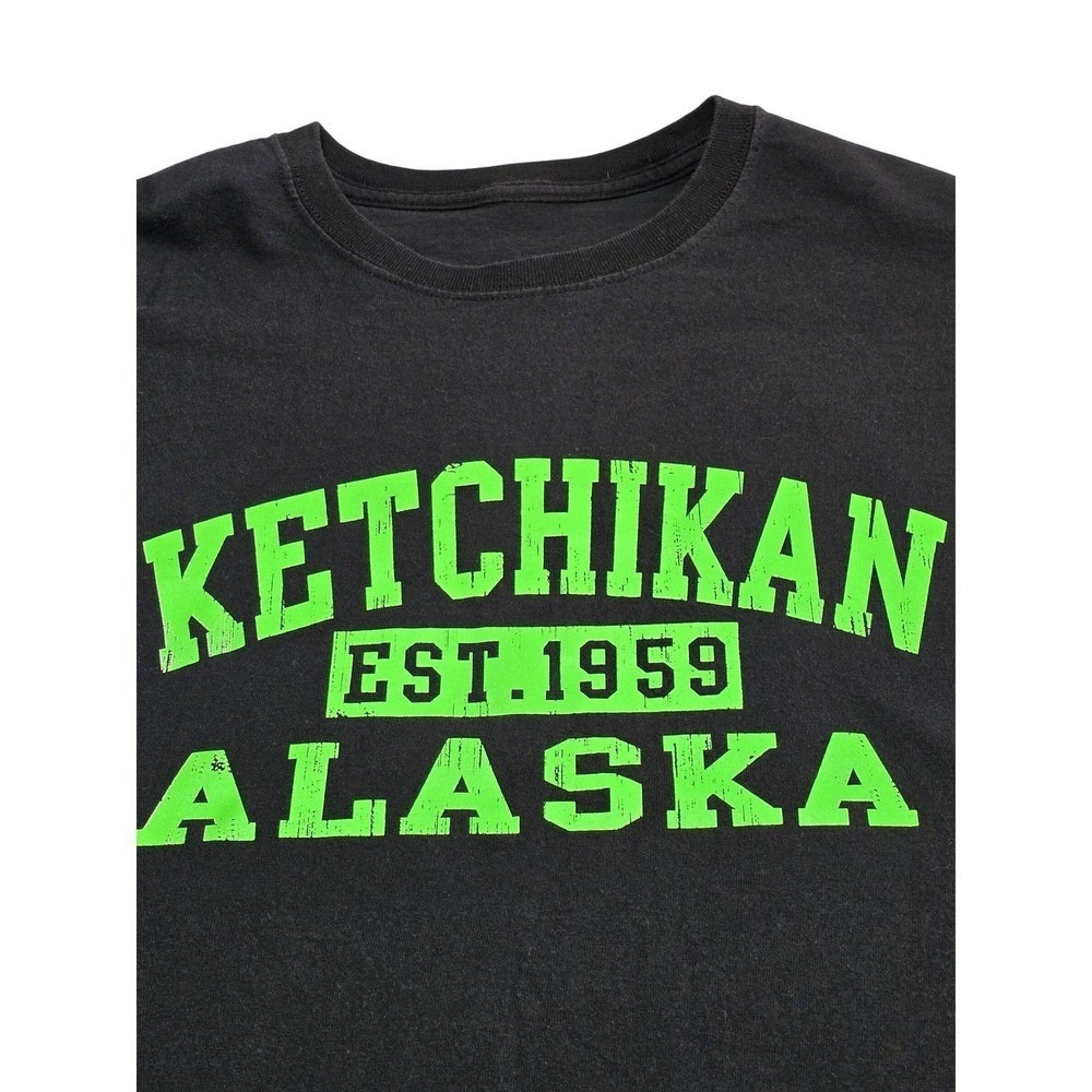 Ketchikan Alaska Est 1959 Graphic T Shirt Black Neon Green Tee XXL /0160